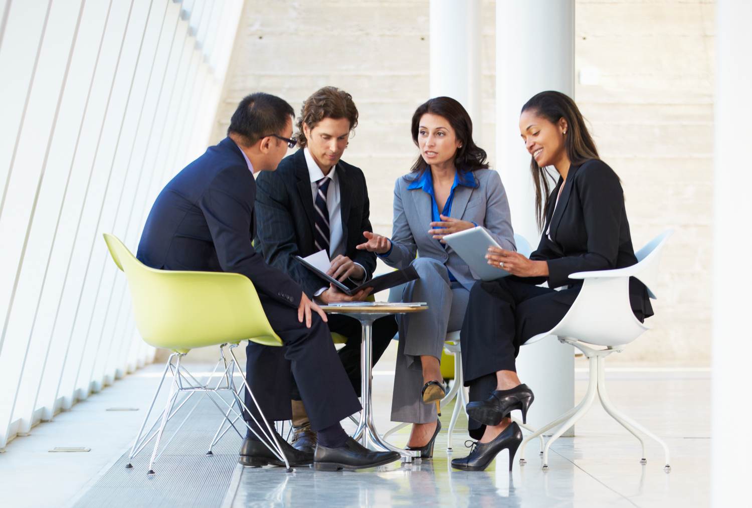 A negotiation team in discussion
