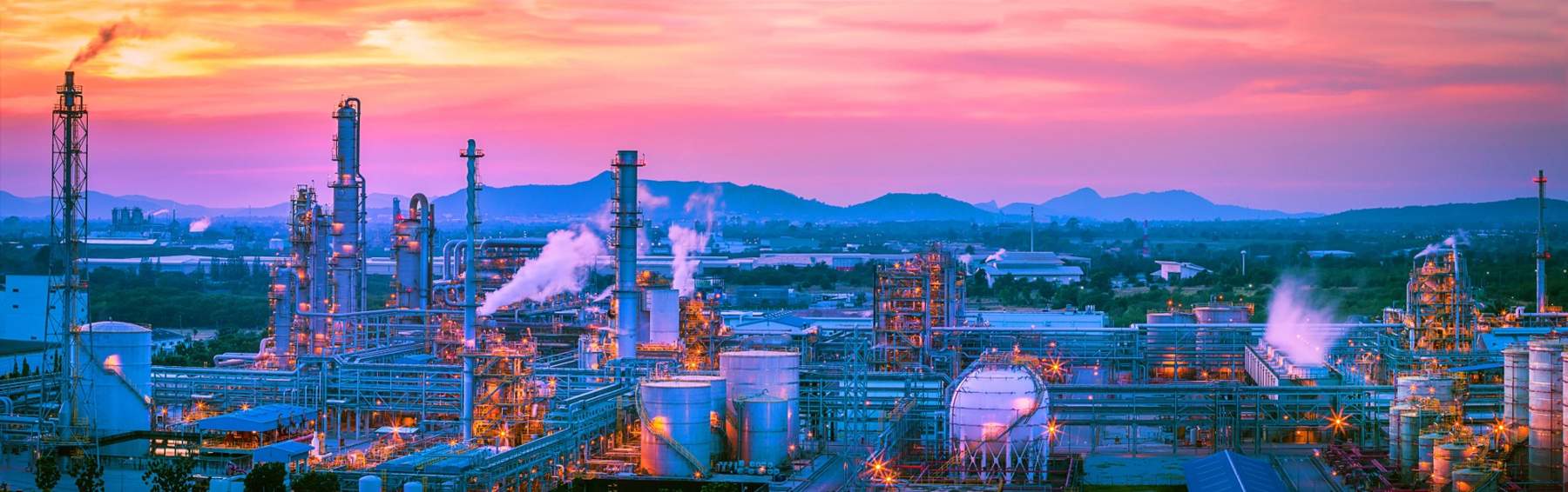 Industrial refinery at dusk